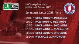 UHC Live – 18. Juli Harnack Turnier – wU16/mU16 – Sonntag, 7. Januar 2024 Teil 1